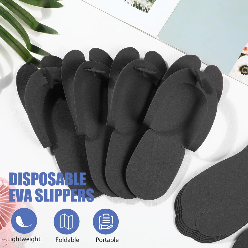 JaGely 100 Pairs Disposable Pedicure Slippers Bulk EVA Disposable Flip Flops Kit Spa Pedicure Sandals Guest Slippers Spa for Adult Foot Nail Salon Party Supplies Travel Hotels Home(Black) - Image 3